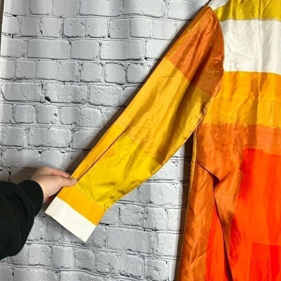 NEW Partow colorblock printed silk wrap tie midi kaftan dress size 6 - Picture 5 of 14